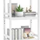 Homykic Bamboo Bookshelf, 5-Tier Narrow 55.9 Adjustable Book Shelf Bookcase Bathroom Shelves Freestanding Storage Stand for Living Room, Bedroom, Kitchen, Rust Resistance, Easy Assembly, White, 17.7"Wx12.4"Dx55.9"H