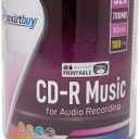 100 Pack Smartbuy Digital Audio CD-R Music 52X 700MB/80Min White Inkjet Hub Printable Blank Recordable Disc