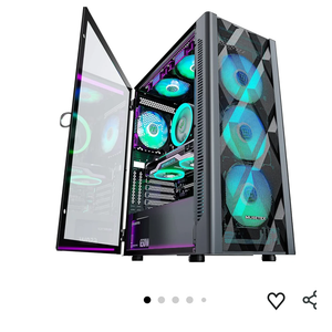 MUSETEX ATX PC Case Pre-Install 6 PWM ARGB Fans, Polygonal Mesh Computer Gaming Case, Opening Tempered Glass Side Panel Mid-Tower Case, USB 3.0 x 2, Black, NN8