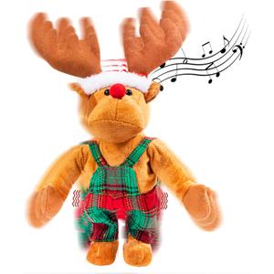 Gfilay Dancing Rudolph The Red-Nosed Reindeer Animated Plush Toy Christmas Singing Stuffed Animals