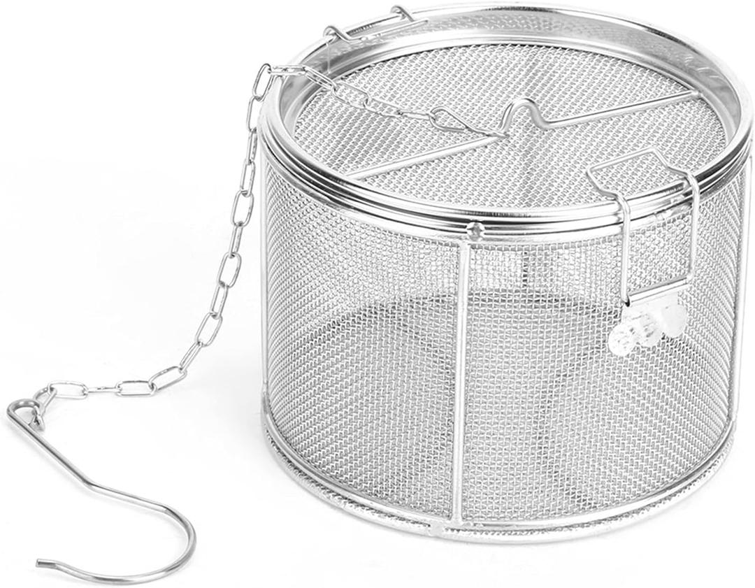 Stainless Steel Tea Ball Strainer, 14 * 10cm Extra Fine Mesh Infuser Basket with Chain and Hook Lid for Brewing Loose Leaf Tea, Spices, Seasonings in Cups Mugs Pots
