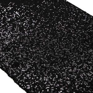 ShiDianYi 14" x 108" Black-Sequin Wedding Table Runner - Glitter, Halloween Decoration
