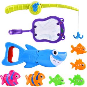 Bath Toys for Kids Shark Fishing Game Set for Toddlers Non-Toxic Bathtub & Pool Toys for Ages 3-8 Fun Swimming Shark Grabber Water Table Toys Mold-Free Bath Time Toys for Boys & Girls
