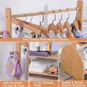 BAMBOOHOMIE Kids Clothing Rack with Adjustable Rods, Children Clothes Garment Rack for Kids Baby Pet, Kids Dress Up Rack with 2 Bottom Shelves, Kids Wardrobe Closet for Toddlers Nursery (Natural)