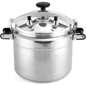 BreeRainz 26 Quart Clamp On Pressure Cooker, Aluminum Pressure Cooker w/Ultra Safe Clamp Bar Locking System, Double Valves for Stable Cooking Pressure, for Family or Commercial Use