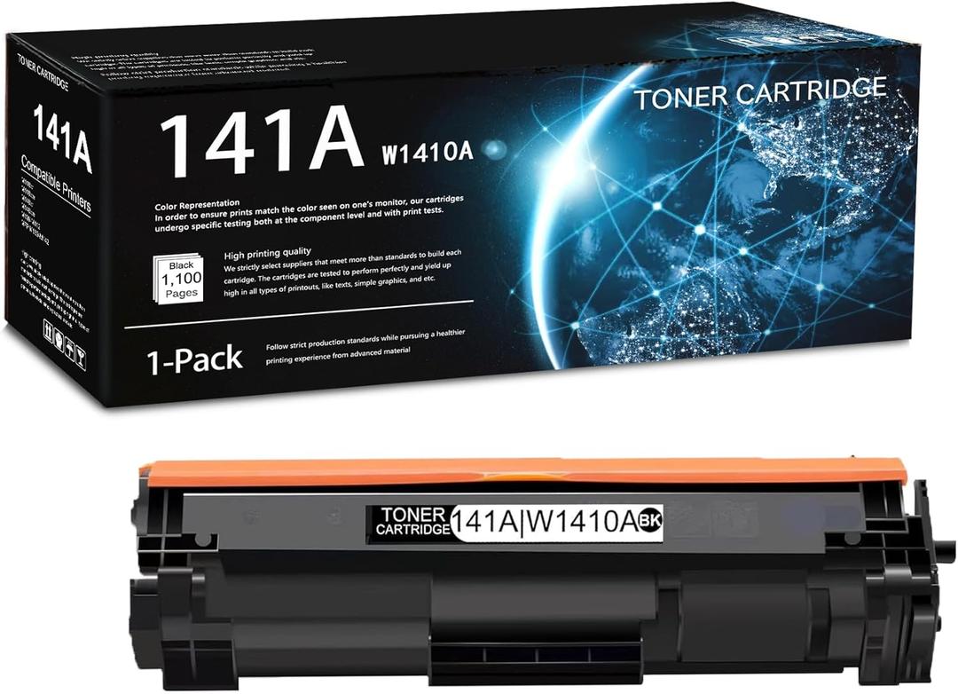 1 Pack 141A Black Toner Cartridge (with Chip) | Replacement for HP 141A Work with M110w M110we M140w M140we M109-M112 MFP M139-M142 Printer | W1410A