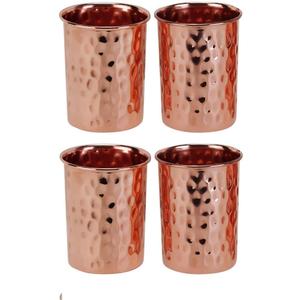 Pure copper hammered glasses moscow mule tumbler 250 Ml (8.5 US Fl Oz) (Hammered, Set of 4)