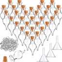 Geiserailie Mini Glass Bottles Potion Teardrop Shaped Glass Bottles Jars with Cork Stoppers with Eye Screws and Small Funnels for Christmas Birthday Party Favors DIY Art Crafts (93 Pieces)