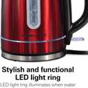 Hamilton Beach Electric Tea Kettle, Water Boiler & Heater, 1.7 Liter, Cordless Serving, 1500 Watts for Fast Boiling, Auto-Shutoff and Boil-Dry Protection, Red with LED Light Ring (41060)