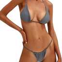 XUNYU Thong Bikini Sets for Women - Brazilian Micro String Bikinis Sexy Two Piece Swimsuit Triangle Top Halter Bathing Suits (Small)