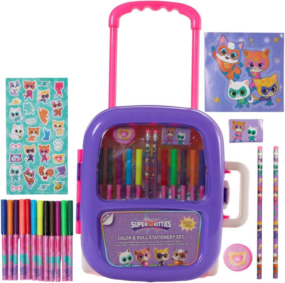 Disney Junior Super Kitties Color and Roll Activity Set with Carrying Case, Stickers, & Art Supplies