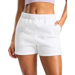 Soothfeel Women's Sweat Shorts with Pockets High Waisted Comfy Athletic Lounge Cotton Shorts for Women Casual Summer White, S