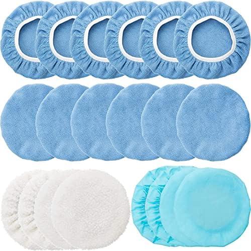 20 Pieces Car Orbital Buffer Polisher Pad Bonnet Microfiber Max Bonnet Polishing Buffing Pad Cover(3-4 Inches)