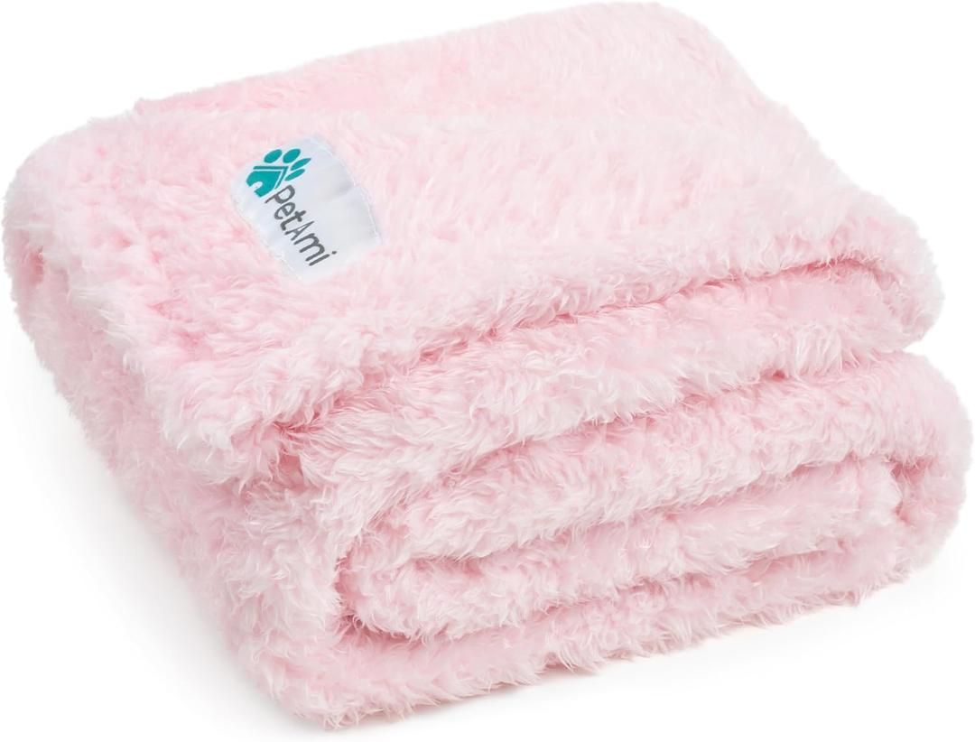 PetAmi Dog Blanket for Small Medium Dogs, Pink Fluffy Soft Sherpa Fleece for Puppy, Kitten, Doggie, Calming Pet Throw for Couch Sofa Bed, Washable, Medium 29x40