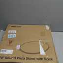 Unicook Round Pizza Stone for Oven and Grill 16 Inch, Oven Baking Stone for Bread, Cordierite Pizza Pan for Baking Crispy Bread and Cookies, Includes Carry Rack and Dough Scraper
