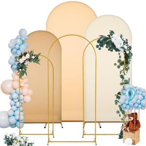 Gisafai Set of 6 Metal Arch Backdrop Stand and Cover Wedding Chiara Arch Frame Backdrop Stand with Spandex Cover for Wedding Decor(4ft/5ft/6ft,Nude)