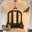 Modern 3-Light Large Outdoor Pendant Light for Porch, 16" Matte Black Exterior Hanging Light Fixture, IP65 Waterproof Anti-Rust Outdoor Chandelier Lantern for Front Door, Balcony, Sloped Ceiling