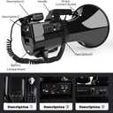 Megaphone 75 Watt Siren Bullhorn - Bullhorn Speaker w/Detachable Microphone, Built-in USB/SD/AUX- Professional Outdoor Voice for Police & Cheerleading(Black)
