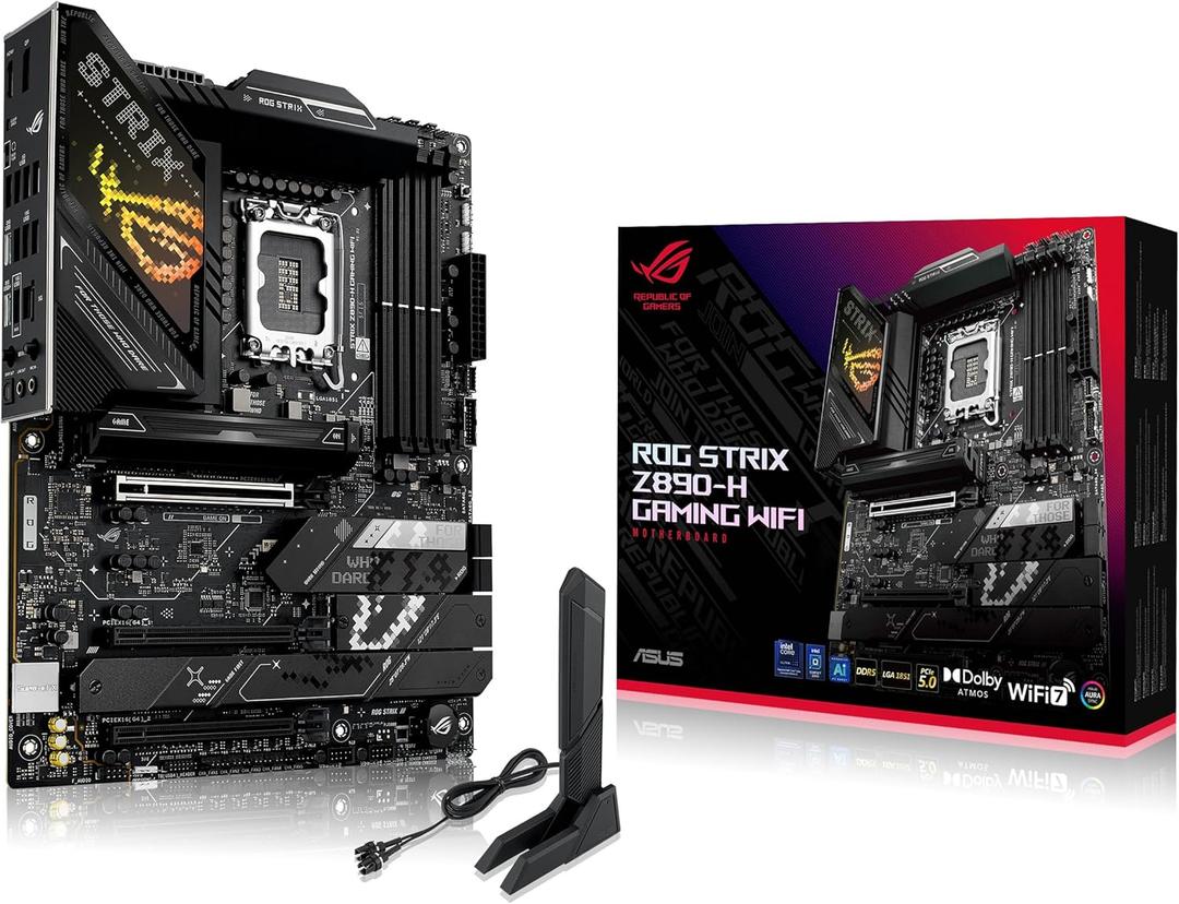 ASUS ROG Strix Z890-H Gaming WiFi Z890 LGA 1851 ATX Motherboard, Intel Core Ultra Series 2 Ready, Advanced AI PC-Ready, 16+2+1+2 Stages, DDR5, 5Gb LAN, WiFi 7, 4X M.2, PCIe 5.0, USB Type-C, AI OC