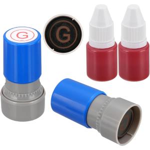 PATIKIL Letter Stamps Self Inking, 2Pcs Alphabet g Character Teacher Ink Initial Stamp with Refill Ink for Class Notebook Scrapbooking DIY Craft, Blue