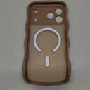 Magnetic for iPhone 17 Pro Max Case, Cute Wavy [Full Camera Protection] [Fit for MagSafe], 1X Wrist Strap, Trendy Matte Women Girly Phone Case for iPhone 17 Pro Max 6.9", Brown