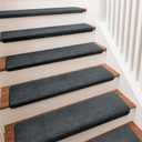 PURE ERA Bullnose Carpet Stair Treads Ultra Plush Dark Gray 2 Pcs, 36 x 9.5 inch