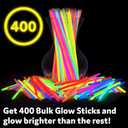 PartySticks Ultra Bright Glow Sticks Bulk Party Supplies 400 Pack - 8" Glow in the Dark Light Up Halloween Party Favors, Glow Decorations, Neon Party Necklaces and Bracelets with Connectors
