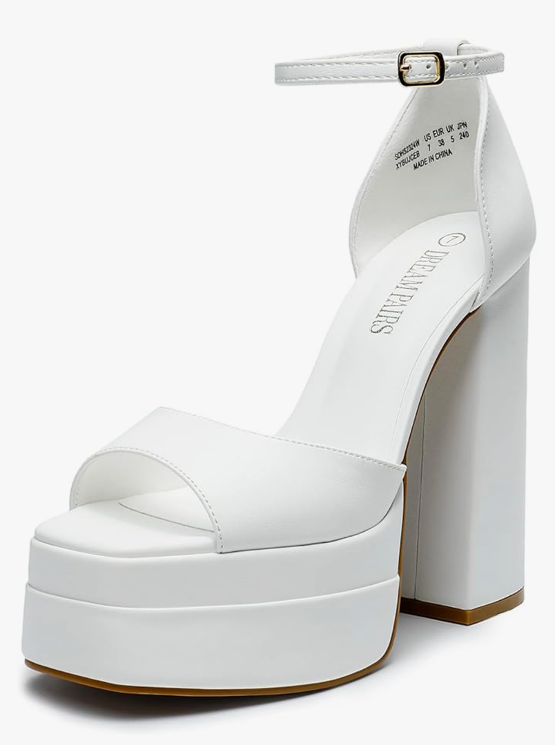 DREAM PAIRS High Heels Chunky Block Platform Heels for Women Ankle Strap Sexy Open Square Toe Heels Dressy Pumps Sandals Size 7 (38)