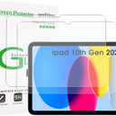 amFilm 2-Pack Glass Screen Protector for iPad 11th A16 2025 [11 Inch] / 10th Generation 2022 [10.9 Inch], 9H Tempered Glass Screen Protector, Ultra Sensitive, Face ID & Apple Pencil Compatible