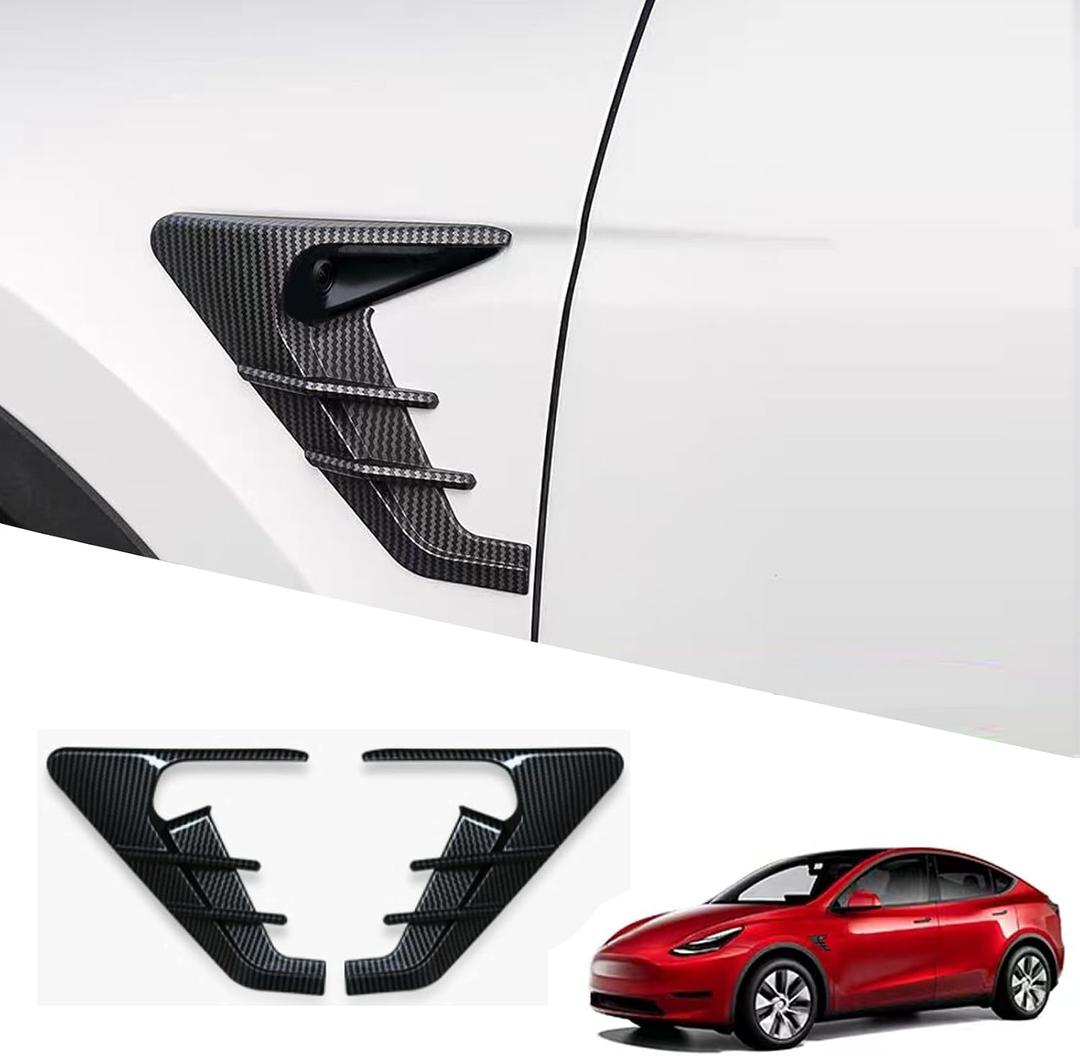 YHCDSEA for 2024 2025 2026 Tesla Model Y Juniper HW4.0 Side Camera Indicator Protection Cover Decoration Accessories fit for Tesla Model Y with HW4.0 (Glossy Carbon Fiber Pattern)