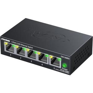 EWIND 2025 Upgraded 5-Port 2.5GB Switch with LED, 5 x 2.5G Multi-Gigabit Unmanaged Ethernet Switch, Lifetime Protection, Plug & Play, Fanless Quiet, Desktop/Wall Mount Metal Ethernet Splitter