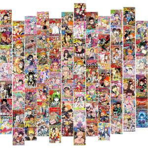 Fardes Anime Room Decor Aesthetic, 84pcs of Manga Posters, Red Manga Collage Kit Kawaii Wall Decor, Cute Anime Stuff for Manga Panels for Teen Girls Bedroom Decor