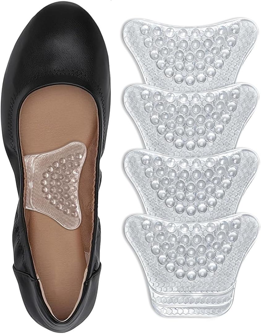 Arch Support Inserts Women, Customizable 3-Height System for Plantar Fasciitis, Non-Slip Invisible Bio-Gel, Butterfly Contour for Heels, Flats & Sandals (2 Pairs, Medium Arch)