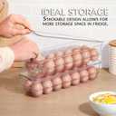 Set of 2 Egg Holder Tray for fridge with Lid Clear, Plastic Egg Organizer Container For Refrigerator, Home Organization and Storage