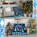 Buryeah Blue Christmas Nutcracker Throw Blanket Nutcracker Ballet Blanket Xmas Warm Flannel Fleece Throw Comfortable Cozy Decorative for Christmas Home Bed Sofa Couch Decor