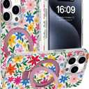 DEENAKIN for iPhone 15 Pro Case - Wireless Charging Compatible - Integrated Multi-Functional Kickstand - Protective Phone Case with Trendy Cute Designs for Women - Blooming Wildflower