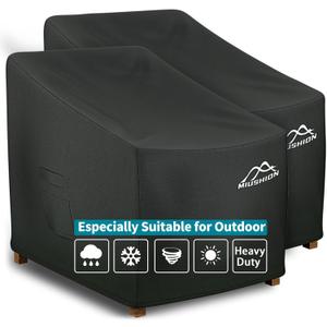 2 Pack Patio Chair Covers, 40" W x 40" D x 36" H Heavy Duty 600D Outdoor Deep Seat Lounge Club Chair Cover, Waterproof UV Resistant Outdoor Patio Chair Furniture Cover, Black