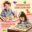 2 in 1 Magnetic Color and Number Maze Double-Sided ABC Alphabet Puzzles Board Magnet Dinosaur Counting Maze Preschool Learning Montessori Education 3 4 5 Years Toys (Multicolored, One Size)