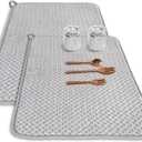 2 Pack Microfiber Dish Drying Mat,24*17 inch Absorbent Dish Drainer Kitchen Counter, Large Size Dish Drying Pad for Countertops, Sinks, Draining Racks(Gray)
