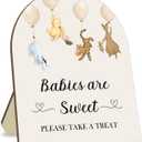Winnie The Pooh Baby Shower Decoration Sign - Classic Pooh Babies are Sweet Please Take A Treat - 9 * 11IN, White/Brown 