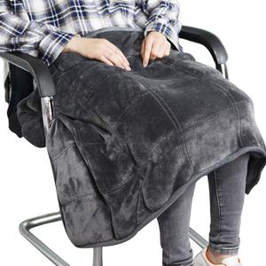 MAXTID Weighted Lap Blanket for Adults 8 Pounds Small Weighted Throw Blanket Travel Heavy Lap Pad Soft Velveteen Sofa Throw Blanket 39in x 23in 8 Lbs - Dark Grey, Machine Washable