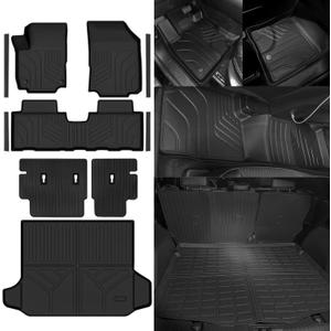 Custom Fit Floor Mats for 2018-2024 Chevrolet Equinox/GMC Terrain | All Weather TPE Floor Liners with Trunk Mat & Backrest Protectors & Door Sill Guard | Odorless Full Set Interior Accessories