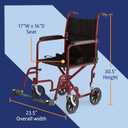 Medline Steel Transport Chair, Folding Transport Wheelchair, Removable Swing-Away Footrests, Full-Length Armrests, 17" Seat, 250 lb. Capacity, Red