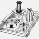 Expandable Pull Out Cabinet Organizer, Adjustable Width 12"-19" & Depth 16.5"-22", 4-Side Extension, 5 Slide Rails for Heavy Duty Use, Adhesive Roll Out Shelves for Kitchen Cabinets, 1PCS