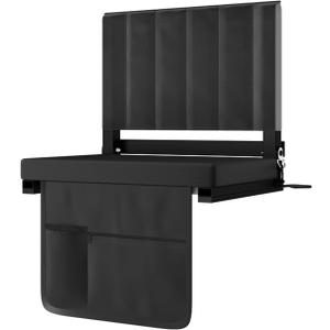 Portable Stadium Seat with Back Support, Folding Bleacher Chair with Cushion, Cup Holders, Storage Pockets & Shoulder Strap Ideal for Sports Events, Camping & Picnics (Black)
