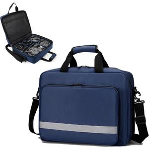 Medical Bag Empty First Aid Bag Emergency Medicine Bag with 5 transparent visible pouches,Medical Bag Organizer Empty Medicine Mag for Traveling nurses, Blue