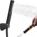 Black Brass 2 In 1 Function Handheld Shower Head Set High Pressure 7 Inch Shower Head High Flow Hand Shower Wand with 59 Inch Hose, Bracket, Matte Black Finish