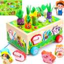 Montessori Toys for 1-3 Year Old Girls Boys|Birthday Gifts for 1 Year Old|Shape Sorting with Game Map|Wood Animal Farm Baby Toys for Baby 1+ 1-2 1st First Birthday Girl Easter Gifts