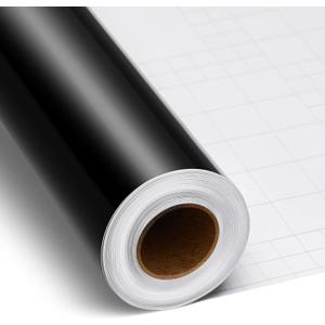 Gueevin Glossy Vinyl Roll Permanent Vinyl Self Adhesive Rolls for Home Decoration, DIY Mug and Ceramic, Signs, Craft Die Cutters (Black,24" X 50 ft)