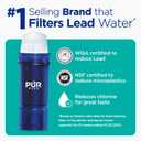 PUR Plus 7-Cup Water Filter Pitcher for Fridge, Cleaner, Great-tasting Water, Dishwasher Safe, Powerful Filtration, Change Light Indicator, LockFit Cap Design, White